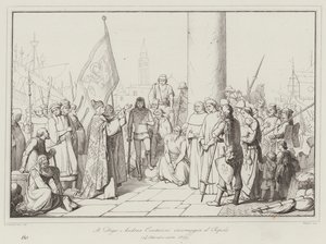 Le Doge Andrea Contarini encourage le peuple - Italian School