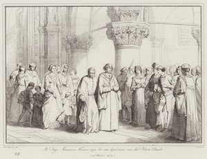 Le Doge Francesco Foscari, après sa déposition, quitte le Palais des Doges - Italian School