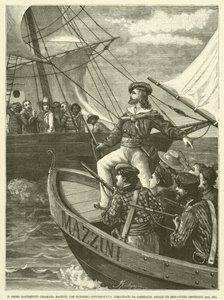 Le Premier Navire Appelé Mazzini, Avec Drapeau Républicain, Commandé par Garibaldi, Attaque Un Brigantin Impérial - Italian School