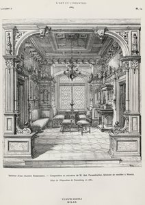 Intérieur de chambre de style néo-Renaissance par Possenbacher, Monaco, illustration de L