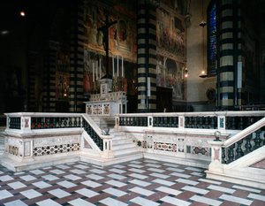 Vue intérieure de la cathédrale Santo Stefano de Prato - Italian School