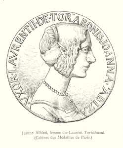 Jeanne Albizzi, femme de Laurent Tornabuoni, Cabinet des Médailles de Paris (gravure) - Italian School