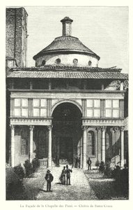 La Façade de la Chapelle des Pazzi, Cloître de Santa Croce (gravure)