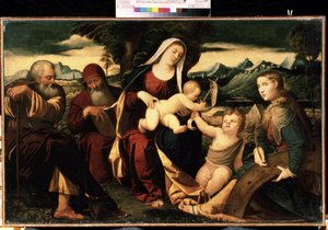 La sainte famille avec saint Jean Baptiste - Italian School