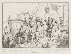 Lodovico Flangini, mortellement blessé sur son propre navire, commande la bataille contre la flotte turque - Italian School