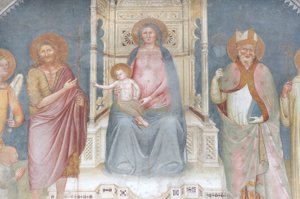 Madone et Enfant, Ange Gabriel, Saint Jean-Baptiste, Saint Ambroise, Saint Bernard