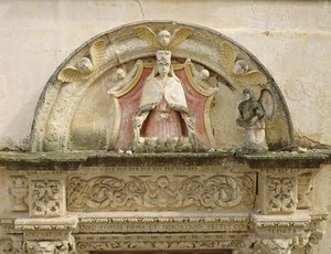 Madonna della Misericordia, détail de la lunette du portail - Italian School
