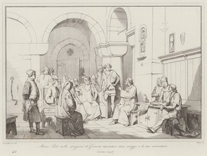 Marco Polo dans les prisons de Gênes raconte ses voyages et ses aventures - Italian School