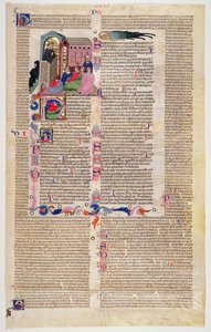 Marlay Cutting IT.11: Feuille avec miniature du Décret de Gratien montrant un moine prêchant à une congrégation d