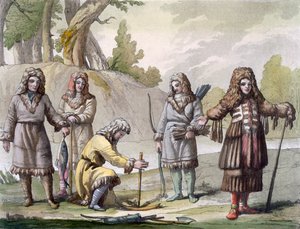 Hommes du Kamtchatka, extrême-orient russe, vers 1820-1830 - Italian School