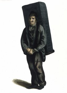 Métier milanais : un vendeur ambulant de charbon (ou charbonnier) - Italian School