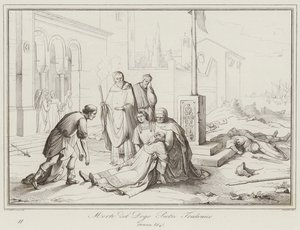 Mort du Doge Pietro Tradonico, 864 (gravure) - Italian School
