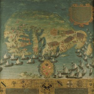 Victoire navale de Don Garcia de Tolède à Malte (Biccherna), 1565 - Italian School