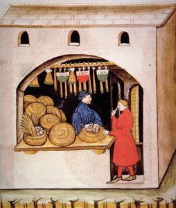 La vente de figues séchées, de Tacuinum Sanitatis - Italian School