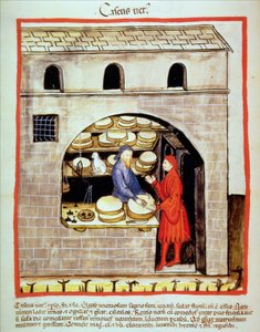 Vente de fromage affiné, de Tacuinum Sanitatis - Italian School