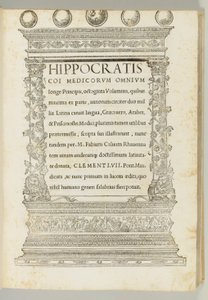 Octoginta volumina, le corpus hippocratique traduit du grec en latin par Marcus Fabius Calvus (c.1440-1527), Rome : Franciscus Minutius Calvus