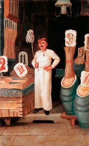 Vieux métier : la boutique du vendeur de pâtes. Détrempe anonyme. 19ème siècle - Italian School