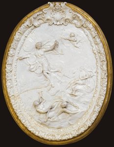 Une des quatre plaques ovales moulées de Doccia, milieu du 18ème siècle