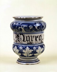 Vase de pharmacie : albarella. Musée des Sciences et de la Technologie, Milan