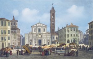 Piazza Santo Stefano de Vues de Milan et de ses Environs - Italian School