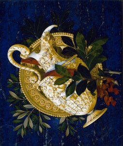 Pichet et feuilles (marqueterie de marbre incrusté)