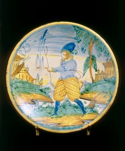 Assiette avec une jeune figure, manufacture de Montelupo - Italian School