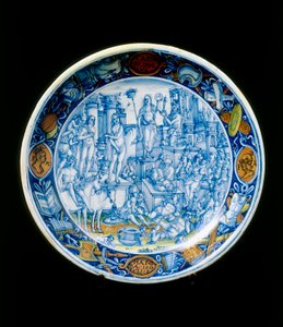 Assiette avec les Allégories de Séléné, manufacture de Faenza - Italian School