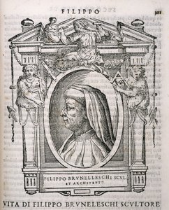 Portrait de Filippo Brunelleschi (1377-1446) de Vies des artistes de Vasari, première publication 1550