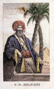 Portrait de Giovanni Battista Belzoni, explorateur et archéologue italien. Gravure - dans « Viaggio in Egitto e in Nubia » par Belzoni, Milan - Italian School