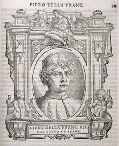 Portrait de Piero della Francesca (1415-92) de Vies des artistes de Vasari, première publication 1550