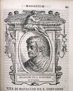 Portrait de Tomaso Masaccio (1401-28) de Vies des artistes de Vasari, première publication 1550 - Italian School
