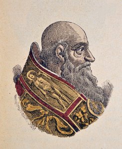 Portrait du pape Paul III (Paolo, Paulus ou Alessandro Farnese) (1534-1549), 1898 (gravure avec coloration ultérieure)