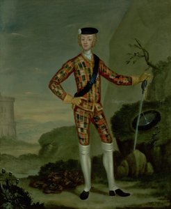 Prince Charles Edward (Bonnie Prince Charlie, 1720-88) en tartan - Italian School