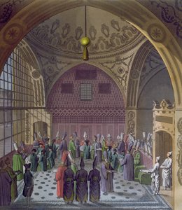 Réception des ambassadeurs occidentaux par le Grand Vizir du Sultan à Constantinople, vers 1820 - Italian School