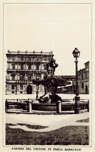 Rome : Fontaine du Triton sur la Place Barberini - Italian School