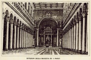 Rome : Intérieur de la Basilique de Saint-Paul - Italian School