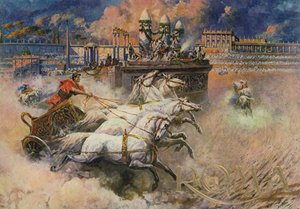 Chariots romains (lithographie couleur)