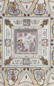 Salle de Jupiter et Mercure : Jupiter, Mercure et Cupidon, entourés par les quatre saisons - Italian School