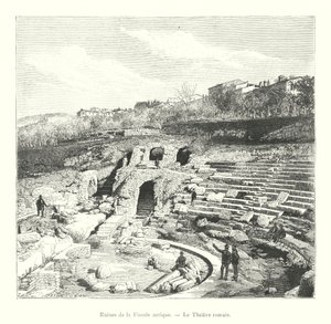 Ruines de la Fiesole antique, Le Théâtre romain (gravure) - Italian School