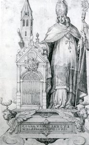 Saint Wolfgang de Ratisbonne (c.934-994) (gravure) - Italian School