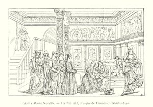 Santa Maria Novella, La Nativité, fresque de Domenico Ghirlandajo - Italian School