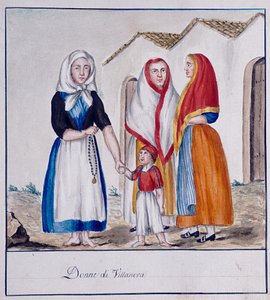 Costumes sardes de Villanova, imprimé ms.258, Collection Luzzetti - Italian School