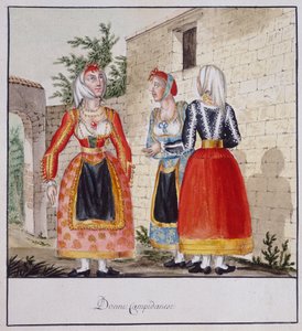 Femmes sardes en costumes de Campidano, imprimé ms.258, Collection Luzzetti - Italian School