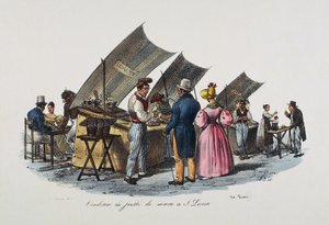 Vendeur de fruits de mer à Santa Lucia, Naples, Italie