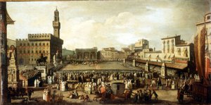 Spectacle sur la place de la Signoria à Florence - Italian School
