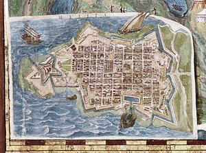 Siège de Malte, détail de la "Galleria delle Carte Geografiche", 1580-83 - Italian School