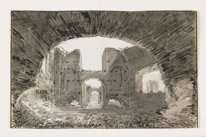 Esquisse des thermes de Caracalla, début du 19ème siècle - Italian School