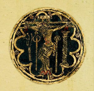Petit panneau avec un médaillon de la Crucifixion