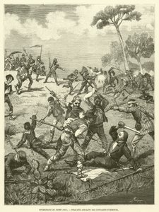 Spedizione di Sapri (1857), Pisacane Assalito dai Contadini Furibondi (gravure) - Italian School