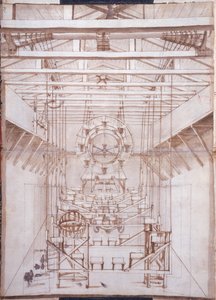 Machinerie de scène pour les opéras au théâtre San Salvatore à Venise, 1675 - Italian School